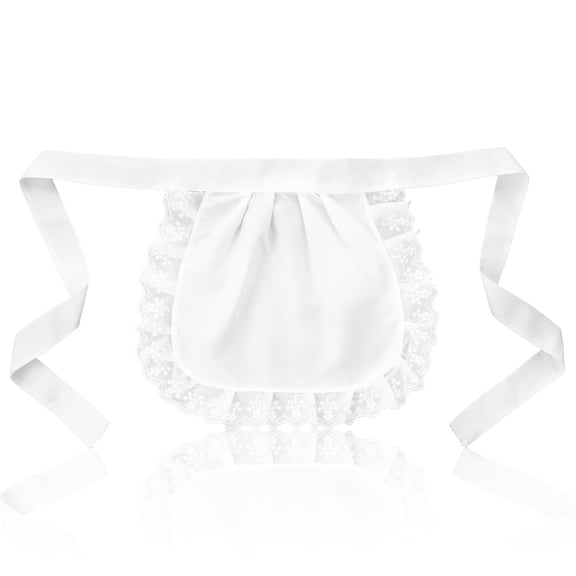 White Apron Maid Waist Apron with Ruffle for Kitchen Cleaning Ruffles Half Aprons Party Cosplay Maid Outfit Costumes Dress Accessory Halloween Christmas