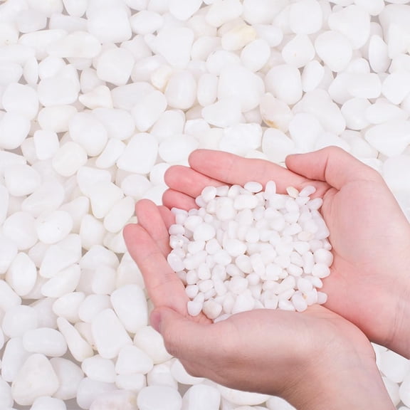 White Aquarium Gravel Pebbles, Natural Decorative Aquarium Substrate Small River Rocks for Fish Tank, Aquatic Plant Bonsai