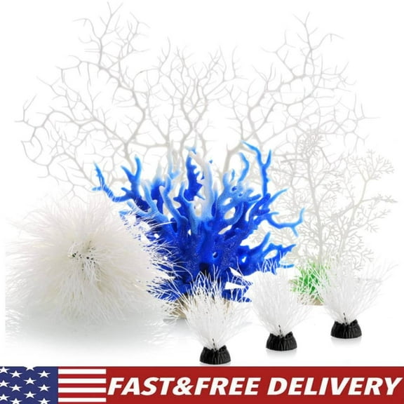 White Aquarium Plants, 7Pack Artificial Coral Ornament for Fish Tank Decorations