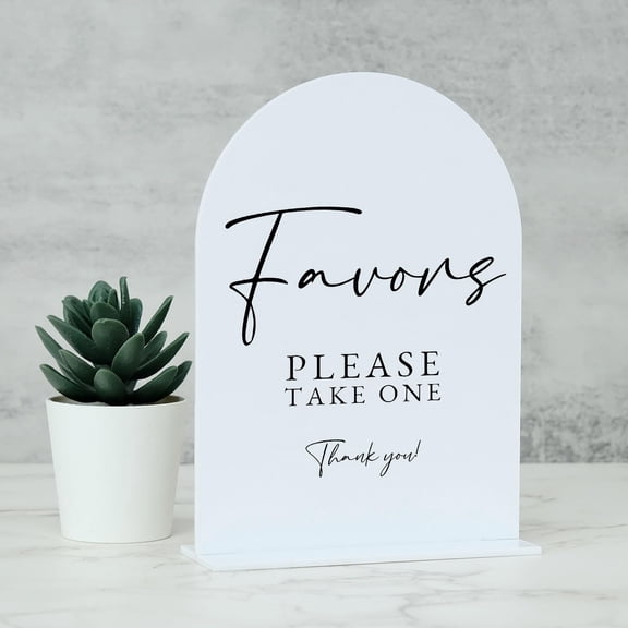 White Arch Acrylic Wedding Sign with Base 5x7 Modern Calligraphy Table Sign 1/8 Thick