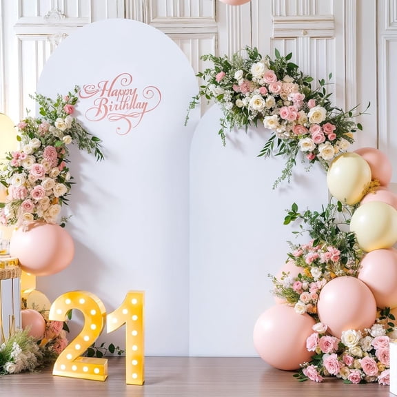 White Arch Backdrop Cover 7.2FT 6FT Spandex Arch Covers Stretchy Backdrop Set of 2, Double-Layer Wrinkle Free Wedding Arch Stand Cover Party Backdrop Curtains for  Shower Birthday Party Decoration