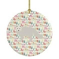thumbnail image 1 of White Arctic Fox Christmas Ceramic Ornament 2.8 in x 2.8 in, 1 of 3