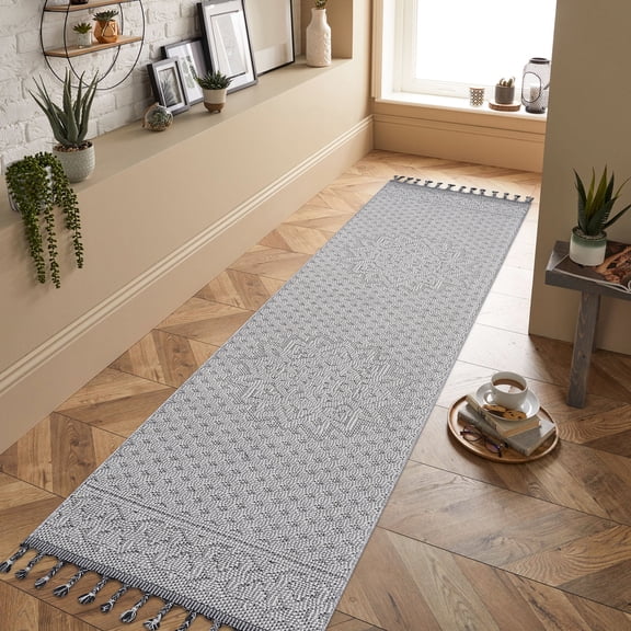 White Area Rug, Machine-Woven Loop Pile / Suitable for Bedroom and Home Office