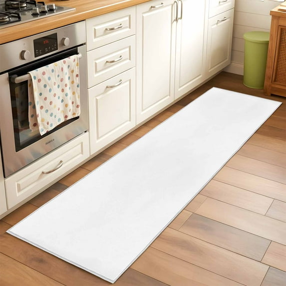 White Area Rugs 2x6 for Kitchen Runner Rug, Farmhouse Solid White Color Modern Art Non Slip Washable Rug Runner, Low Pile Indoor Floor Carpet Mat Bathroom Rugs for Bedroom, Kids Room