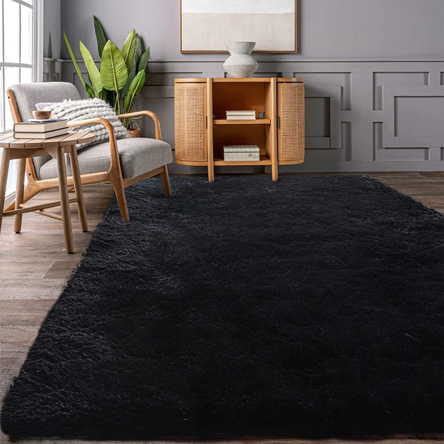 White Area Rugs for Bedroom 8x10 Feet Plush Furry Shag Rug Indoor