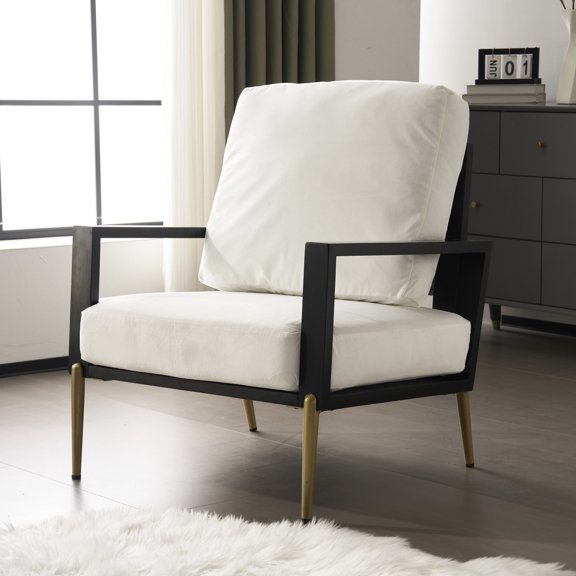 White Armchair with Rubberwood Frame | Neutral Color for Customizable Decor | Seasonal Changes