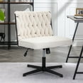 thumbnail image 1 of White Armless Office Desk Chair No Wheels, Height Adjustable Wide Seat Computer Task Chair, Teddy Fabric Mid Back Accent Chair for Living Room Bedroom, 1 of 7