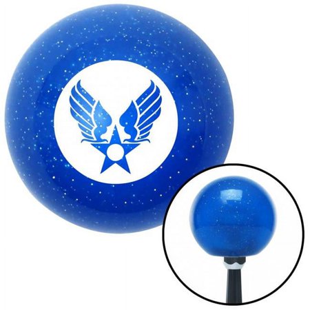 White Army Air Corps Blue Metal Flake Shift Knob with M16 x 1.5 Insert Shifter Auto