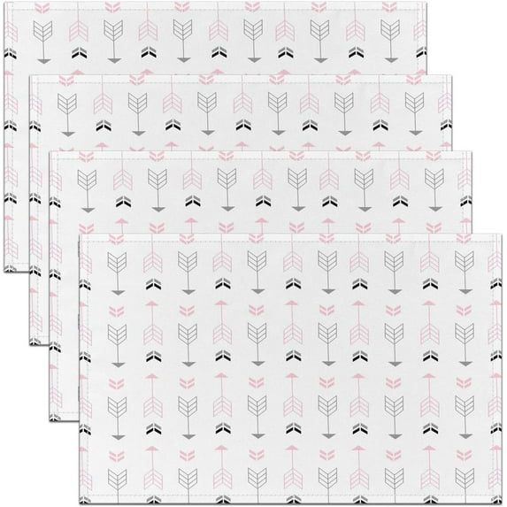 White Arrow Placemats Set of 4 18"x12" Arrow Hunting Table Place Mats, for Decor Wild Decor Placemat for Kitchen Dining Table Decor Indoor Outdoor Cute