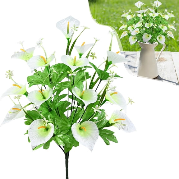 White Artificial Calla Lily, 1Pc Realistic Mini Faux Calla Lily Flower, Fake Calla Lily for Spring Bridal Bouquets & Kitchen Vase Arrangement, Flowers Calla Artificial Flower