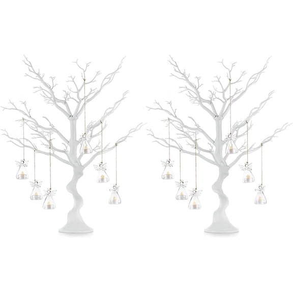 White Artificial Christmas Tree Branch 30 Inch Tall Table Centerpiece for Weddings and Decorations 2 Pack