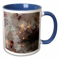 3drose, White Artificial Christmas Tree Close Up, 15oz Two-tone Blue Mug