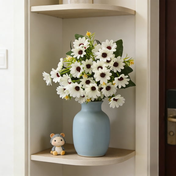 White Artificial Chrysanthemum Daisy Stem Faux Flower for Wedding Decor Living Room Centerpiece 11.81 Inch