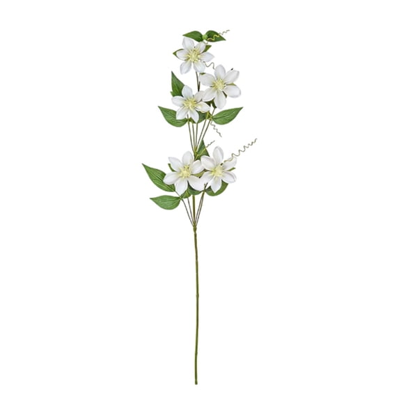 White Artificial Clematis Vine With Flowers, Realistic Silk Faux Plant For Home Decor, 31 Inch Hanging Greenery For Vase And Wall Arrangement