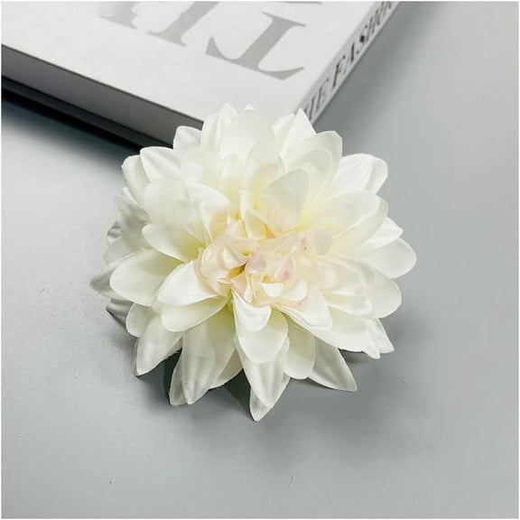 White Artificial Dahlia Flowers, 30Pcs Silk Dahlia Fake Flowers, 3.5 Inch Faux Dahlia Heads for Table Centerpiece Floral Arrangements Wedding Party Home Decoration