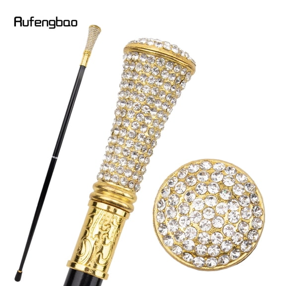 White Artificial Diamond Walking Cane Fashion Decorative Walking Stick Gentleman Elegant Cosplay Cane Crosier 96cm