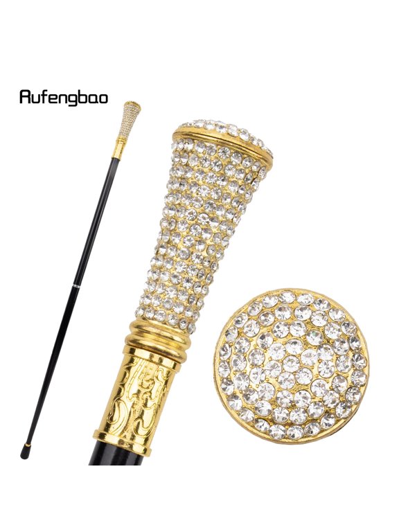 White Artificial Diamond Walking Cane Fashion Decorative Walking Stick Gentleman Elegant Cosplay Cane Crosier 96cm