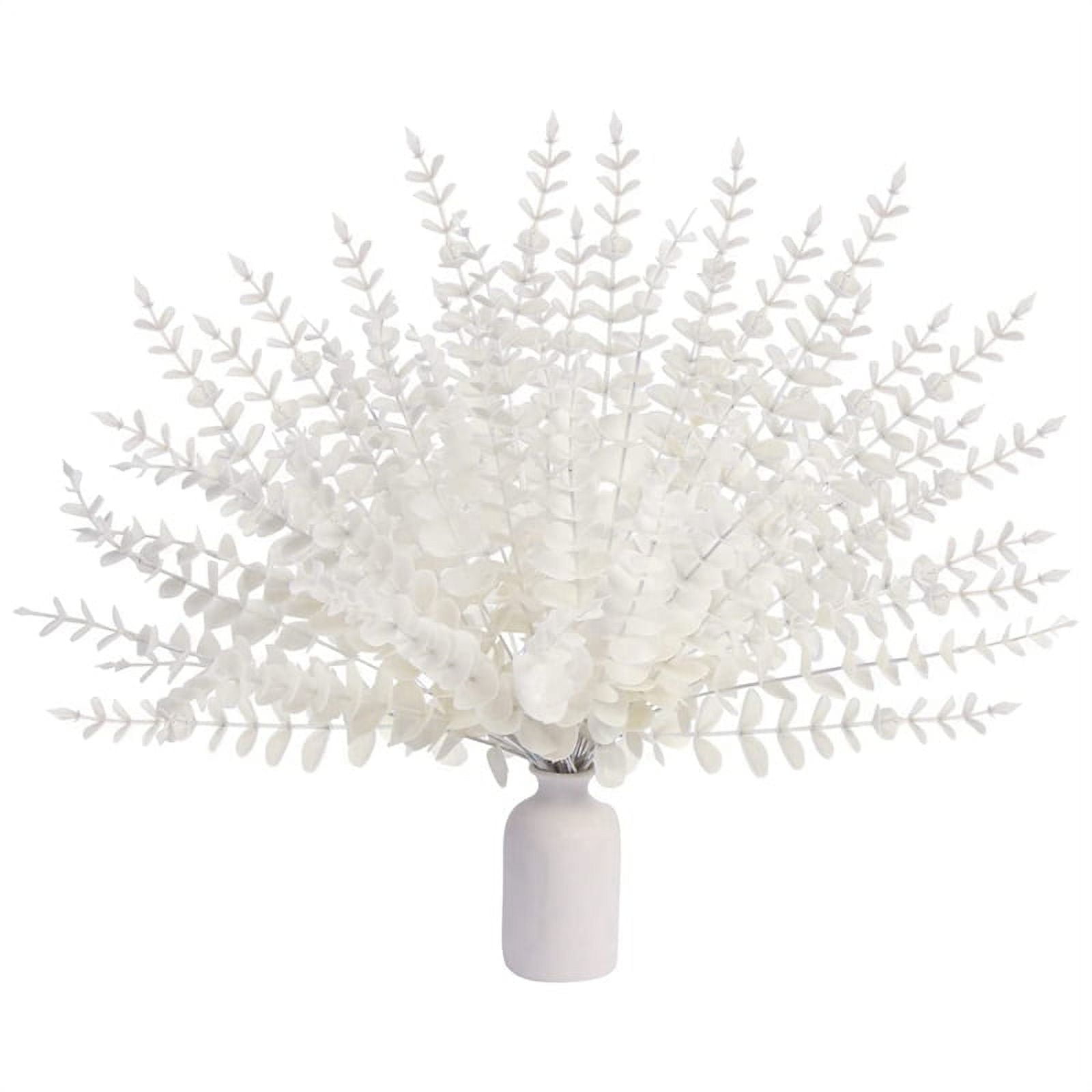 White Artificial Eucalyptus Stems,36Pcs Faux Branches Leaves Arrangement Wedding Bouquet Decor