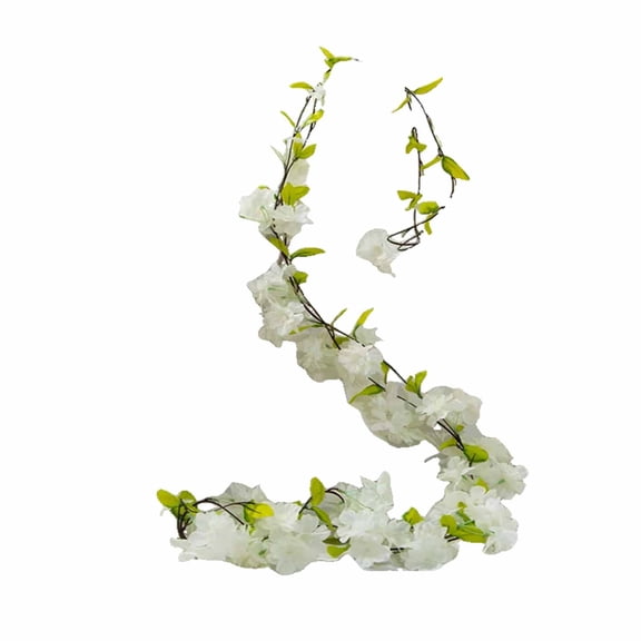 White Artificial Flower Rattan Vine, Plastic Simulation Garland, Indoor Hanging Ornament, Holiday Home Decor, 90.55x1.69 Inch Natural Style Floral Decoration