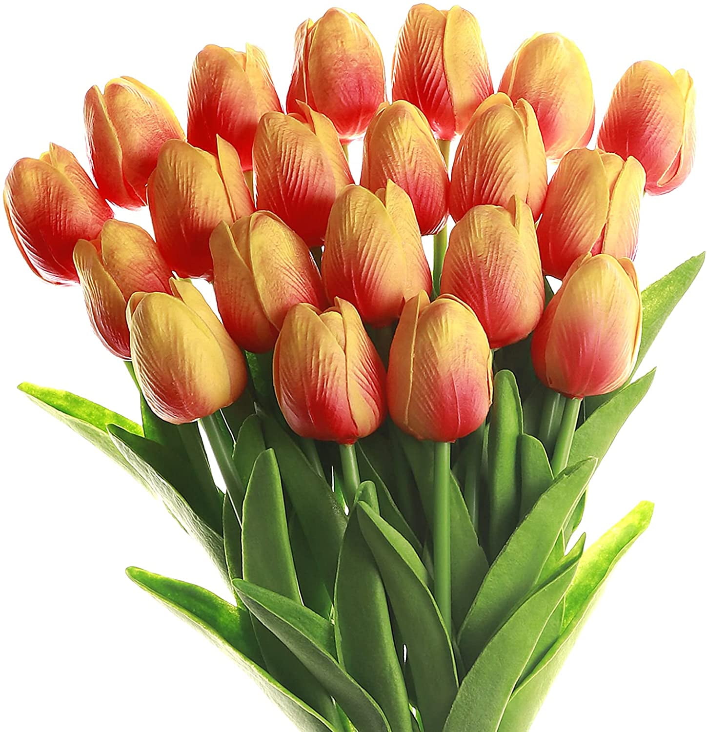 White Artificial Flowers 20 Pcs Faux Tulips PU Real Touch Fake Flowers for Home Office Wedding Decor Arrangement Bouquet Faux Flowers for Decoration