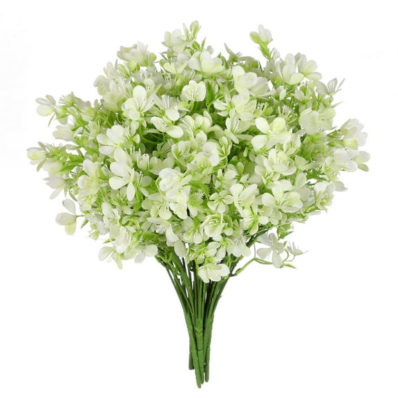 White Artificial Flowers Real-Touch Plastic Wildflowers Faux Fake Bouquets 10pcs Bulk