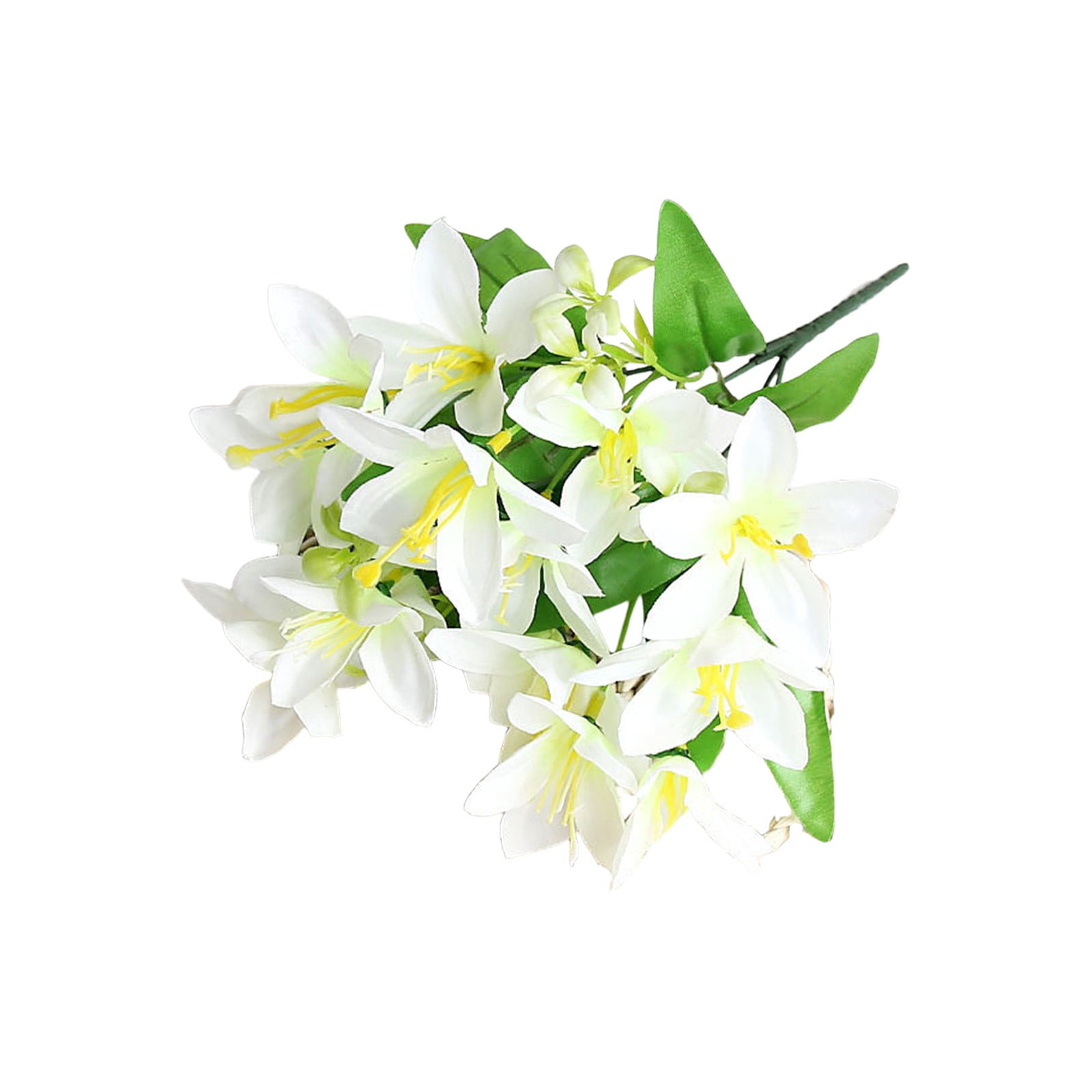White Artificial Lily Stems 6 Branches 18 Blooms Fake Flower Bouquet ...