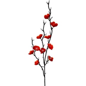 White Artificial Plum Blossom Branch, 54CM Single Stem Fake Flower for Home Decor, Chinese Style Arrangement, Table Centerpiece, Office Desk, Windowsill Decor