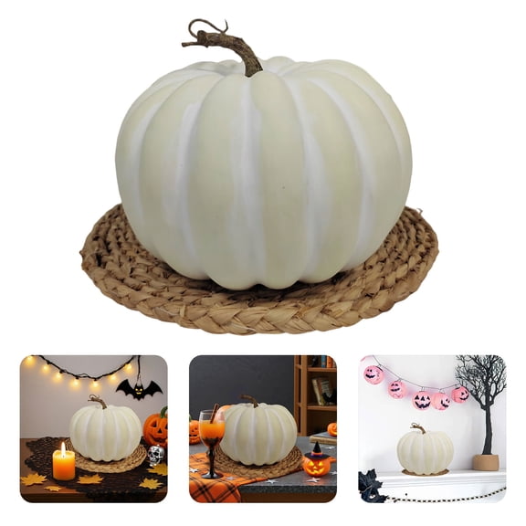 White Artificial Pumpkin Decoration, Large Foam Pumpkin Model for Fall Harvest, Halloween, and Thanksgiving Display, Lightweight Realistic Vegetable Prop for Table Centerpiece, Mantel, and Home Decor