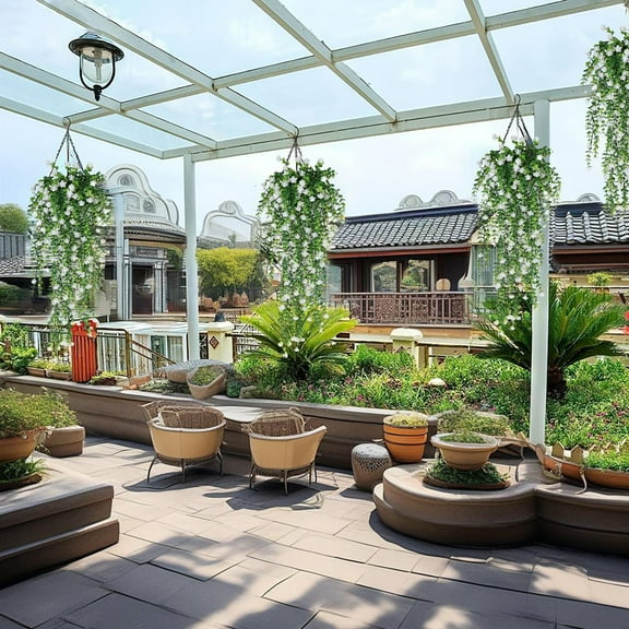 White Artificial Rattan Vine Garland - 6.5ft Bendable Holiday Decor for Fireplace, Christmas Tree & Halloween Party (Plastic Leaves)