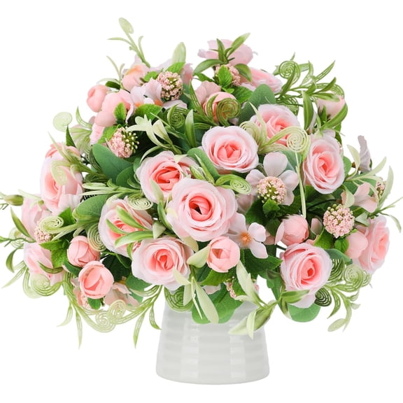 White Artificial Rose Flowers Realistic Roses Artificial Silk Flowers Faux Silk Roses Bouquet for Wedding Home Table Centerpieces Decorations Bouquets Flowers Arrangement Decorations