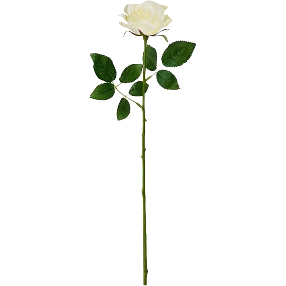 White Artificial Roses Flowers for Flower Arrangement, Fake Roses, 12 Pcs Artificial Silk White Rose Bouquet for Home Decoration, Faux Roses with Long Stem for Party, Wedding Decoration (White)