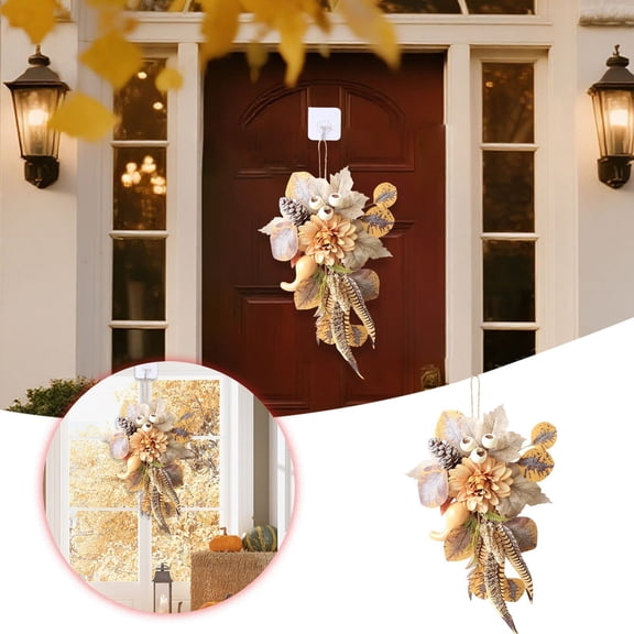 White Artificial Thanksgiving Maple Leaf Wall Hanging For Autumn Fall Holiday Home Decor