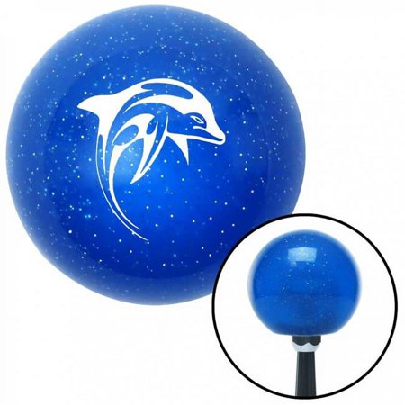White Artistic Dolphin Blue Metal Flake Shift Knob with M16 x 1.5 Insert Shifter