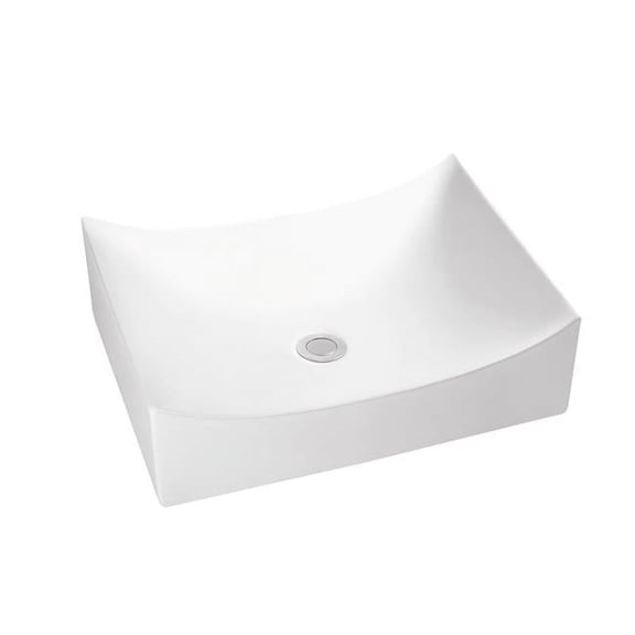 White Artistic Porcelain Vessel Bathroom Sink, 25.75 x 15.75 x 5.12 in.