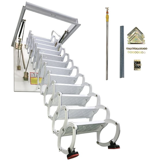 White Attic Pull Down Ceiling Ladder Stairs Telescopic Loft Stair Loft Wall Ladder Stairs 27.56"x 39.37"