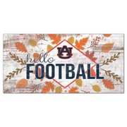 White Auburn Tigers 6 x 12 Hello Football Wall Art