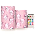 thumbnail image 1 of White Axolotl Pattern Flameless LED Candle Set with Remote, Battery Operated Color Changing Pillar Candles, Set of 2, 1 of 7