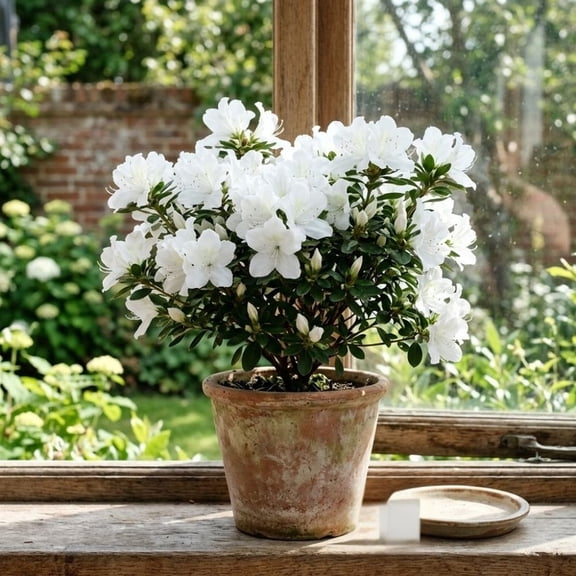 White Azalea Live Shrub Plants, 4 to 6 Inch Azalea Flowering Outdoor Plant Perennial