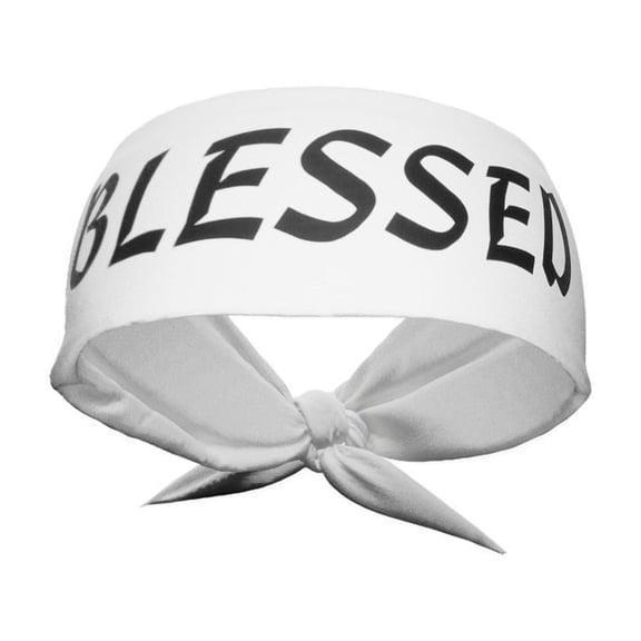 White BLESSED Tie Headband