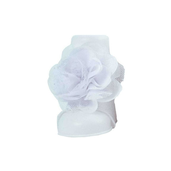 White Baby Peep Toe Socks Lace Flower Sock Grippers (012 Months)