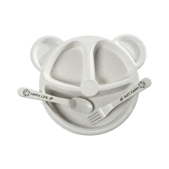 White Baby Suction Bowl with Cute Pattern - Food Grade Plastic, Portable & Affordable Feeding Tableware