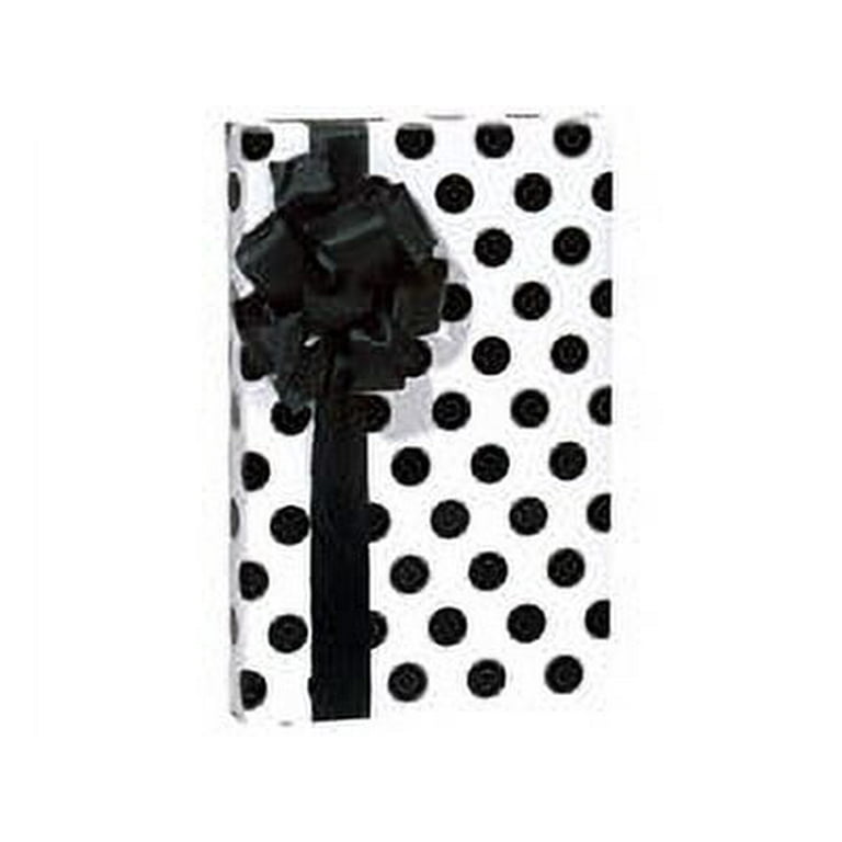 White Background Black Polka Dots Birthday / Special Occasion Gift Wrap  Wrapping Paper-16ft