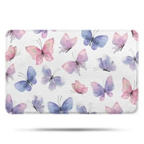 White Background Butterfly Pattern Bathroom Rugs Mat,Non Slip Microfiber Bathroom Rug,Rubber Backing,Soft Bathroom Mats for Bathroom Floor,Tub and Shower,17x27in(43x68cm)