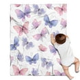 thumbnail image 1 of White Background Butterfly Pattern Blanket,Comfortable Soft Flannel Throw Blanket,All Season,Warm Lightweight Blankets for Sofa Bed Couch Living Room Chair,30"x40", 1 of 4