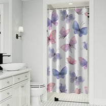 White Background Butterfly Pattern Shower Curtain 36"x72" ,Bathroom Decorative Shower Curtains Set with 12 Hooks,Modern Waterproof Washable Shower Curtain