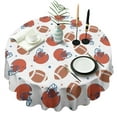 thumbnail image 1 of White Background Football Helmets Pattern Round Tablecloth 60"x60",Wrinkle Wipeable Table Cloth for Kitchen Dining Room Picnic Patio Party, 1 of 6