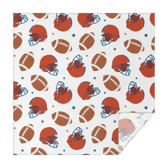 White Background Football Helmets Pattern Square Tablecloth,Waterproof Square Table Cover,Wipeable Spillproof Washable Table Cover for Home Kitchen Party Decor 60"x60"(152x152cm)