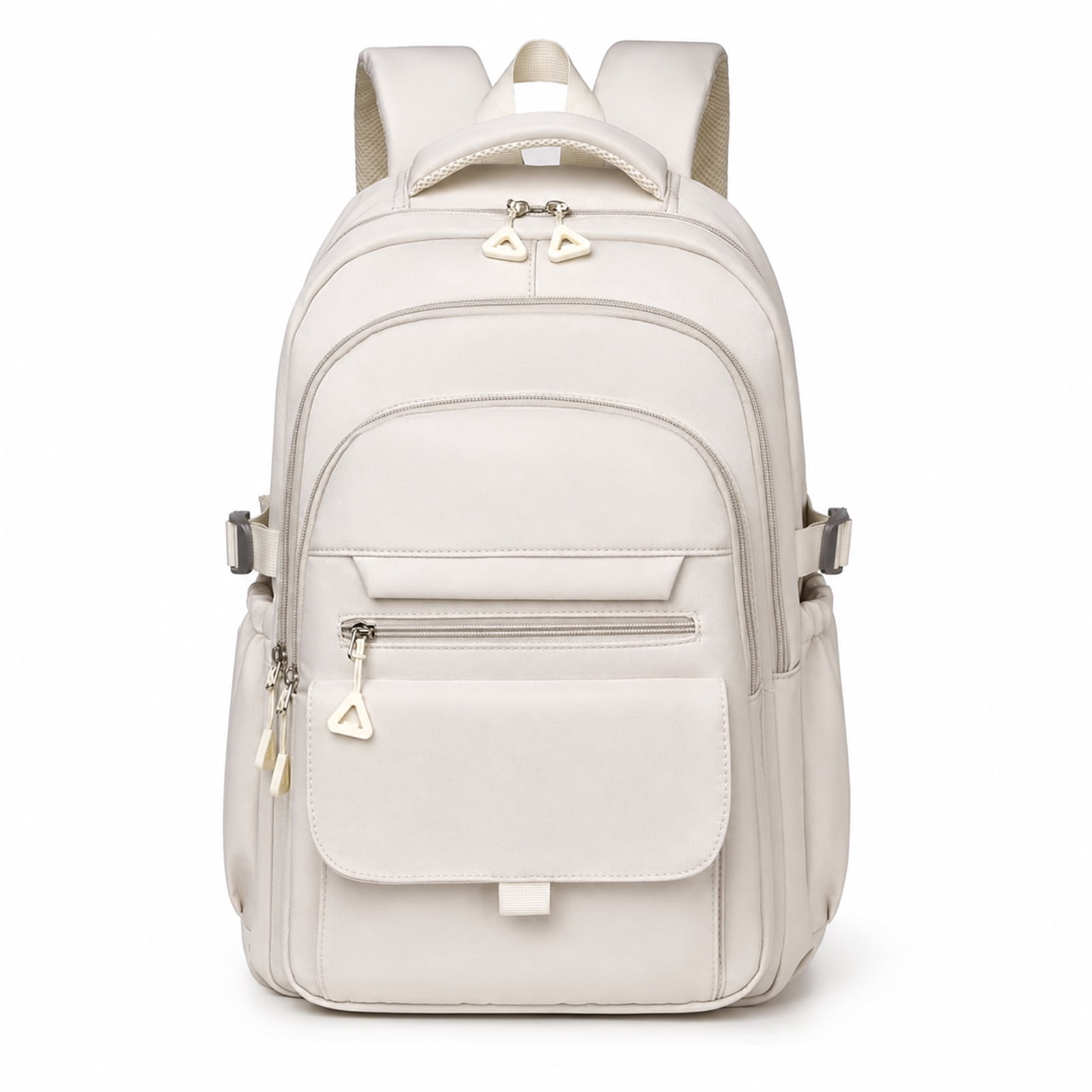 White Backpack Multi-compartment Large Capacity Casual Laptop Backpack for Men and Women, Adjustable Padded Shoulder Straps, Nylon Material, 17.3"