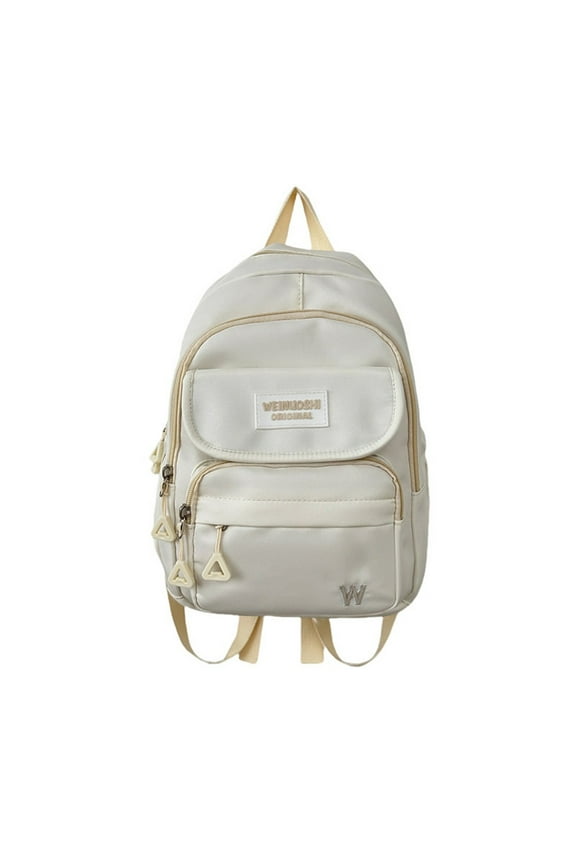 White Backpack for Women, Waterproof & Lightweight Casual Travel Daypack, Mini Classic Basic College Backpack,Cute Aesthetic Backpack for Teens Women with Accessories