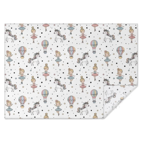 White Ballerina Unicorn Pattern Rectangle Tablecloth 60"x84",Waterproof Polyester Rectangle Table Cloth, Wipeable Spillproof Polyester Tablecloth for Dining, Camping, Indoor and Outdoor